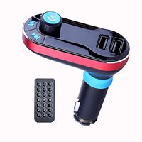 AENMIL Bluetooth Car Mp3 Player with Dual USB Charging Ports, FM Transmitter Support 3.5mm Jack / SD Card / USB Driver / AUX Input with Remote Control - Red