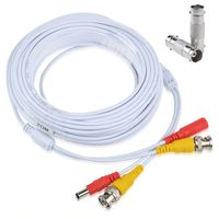 ABLEGRID 65 Feet Pre-Made All-in-One BNC Video and Power Cable Wire Cord with Connector for CCTV Security Camera (White)