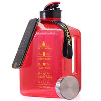 FUNUS Big Water Bottle 2.7L Odorless Water Jug BPA Free Leak Proof Reusable Big Capacity for Men Women Fitness Gym Outdoor Climbing - 91 oz (2.7L Clear Red)