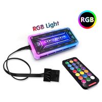 LED Computer Integrated Fan Hub Controller RGB Luminous RF Remote Control Powering up to 10 Fans (6Pin) Adjustable Light Color and Fan Speed DIY PC Game Case 4PIN (Controller + Remote Control)