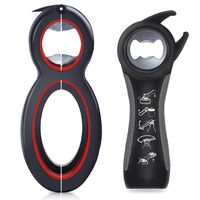 6 in One Jar Opener, 5 in One Can, Bottle, and Jar Lid Opener, 2 Pack - Jar Opener for Seniors and Arthritic Hands, Seniors with Arthritis, Hand Weakness (Black)