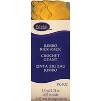 Wrights 5/8 by 2-1/2-Yard Rickrack Quilting Supplies, Jumbo, Yellow