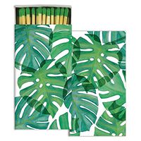 HomArt Large Decorative Monstera Leaf Candle and Fireplace Wood Matches (Set of 6)