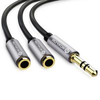 Headphone Y Splitter Adapter for Music Sharing Auxiliary Cable Extension Male to Female 3.5mm on Phone,Tablets,Mac and More 3.9 Inch (Black)