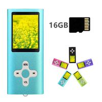 MP3 Player MP4 Player with a 16GB Micro SD Card, Runying Portable Music Player Support up to 64GB, Mini USB Port 1.8 LCD, with Photo Viewer, E-Book Reader, Voice Recorder & FM Radio Video (Blue)