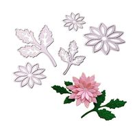 Cutting Dies 5pcs Flowers Leaves Handmade DIY Stencils Template Embossing for Card Scrapbooking Craft (Flower016)