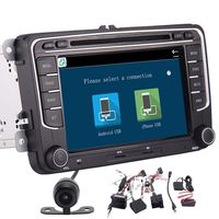 Backup Camera Included, Volkswagen Car DVD Player Double Din Car Stereo with GPS Navigation in Dash Bluetooth Head Unit Support AM FM Radio Audio System Mirrorlink Steering Wheel Control