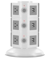 Aduro Surge Protector Power Tower Family Multi Charging Station - 9 Outlets and 6 USB Ports, Smart Charge Technology for iPhone, iPad, Galaxy Nexus (White)