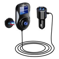 Bluetooth FM Transmitter, ELEGIANT FM Transmitter Radio Adapter Hands-Free Car Kit with 1.4 Inch Display,Supports TF Card Slot & Dual USB Charging Ports,Safe Driving with One Key Control - Black