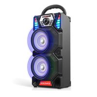 SOCOVEZ Portable Bluetooth Speaker Wireless 4.0 with LED Changing Light 3600mAh Battery 12H Playtime with Microphone Jack Dual 4" Speakers for Smart Phone, Computer, TV, Tablet, and More