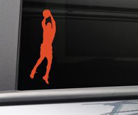 Basketball Player Vinyl Decal Laptop Car Truck Bumper Window Sticker, 7.25" x 2.5", Orange