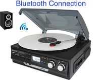 Boytone BT-37B-C Bluetooth 3-Speed Stereo Turntable, Wireless Connect to Devices Speaker(Bluetooth Out Transfer), 2 Built-in Speakers, LCD Display, AM/FM Radio, USB/SD/AUX+ Cassette Player/MP3