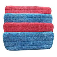 Nrpfell 4 Pack Microfiber Mop Replacement Heads,Flat Mop Replacement Cloth,for Wet Dry Mops,Blue and Red