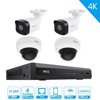 WGCC 8 Channel 1080P Home Security Cameras System 1080P 8CH HDMI NVR with 4 4MP Color Night Vision Indoor Outdoor Cameras