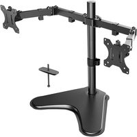 Dual Monitor Stand, Free Standing Height Adjustable Two Arm Monitor Mount for Two 13 to 32 inch LCD Screens with Swivel and Tilt, 17.6lbs per Arm by HUANUO