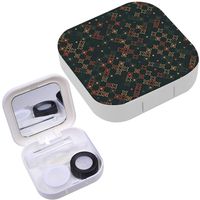 Portable Contact Lens Case Box Travel Kit Mirror + Bottle + Tweezers Container Holder [ Beautiful Geometric Design ]