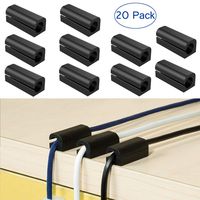 FOMTOR Cable Holder Desk Cable Holder Cord Management Adhesive Cord Organizer for Charger Cord, Mouse Cable, USB Cable, Power Cords Network Cable Perfect for Desk,Wall,Car (Black,20 Pack)