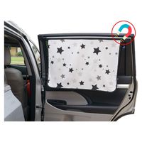 ggomaART Car Side Window Sun Shade - Universal Reversible Magnetic Curtain for Baby and Kids with Sun Protection Block Damage from Direct Bright Sunlight, Heat, and UV Rays - 1 Piece of Black Stars