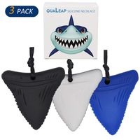 Shark Tooth Chew Necklace for Kids, Boys or Girls - Chewing Necklace Teething Necklace Teether Necklace Chew Toys Teething Toys - Designed for Chewing, Autism, Autism Sensory Teether Toy (3 Pack)