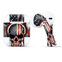 Protective Skin Wrap for Apple AirPods, Vinyl Sticker Cover Decal, America Skull Military USA Murica