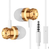 evelove in-Ear Headset with Microphone Corded Headsets Metal Turbine Wire Control Mobile Phone Compu Corded Headsets