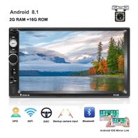 Car Stereo Double Din Android 8.1 Car Radio Bluetooth 2G 16G in Dash GPS Navigation Head Unit 7" HD Touch Screen WiFi FM Radio Receiver AUX-in USB TF Card Mirror Link +12 Led Rear View Camera