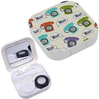 Portable Contact Lens Case Box Travel Kit Mirror + Bottle + Tweezers Container Holder [ Beautiful Retro Phone ]