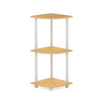 Furinno Turn-N-Tube 3-Tier Corner Display Rack Multipurpose Shelving Unit, Beech/White