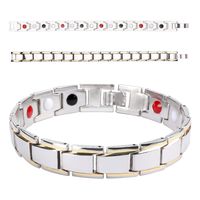 YOOMALL Titanium Steel Magnetic Therapy Energy Bracelet Sleek Wristband for Women Men Pain Relief (Gold & Silver)