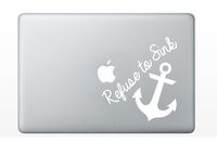 Refuse to Sink Anchor Quote (WHITE) Vinyl Decal Stickers for MacBook Laptop Car Love Forever Birds Always Relationships Feathers Peace Tough Strength Strong Strength Hope Inspiration Glitter
