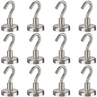 GREATMAG Magnetic Hooks, 30 lbs Heavy Duty Neodymium Rare Earth Magnet Hooks, Ideal for Hanging, Pack of 12