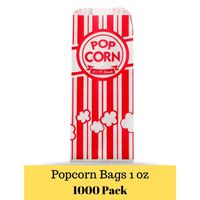 Popcorn Bags - 1oz. 1000 Bags. Red & White Disposable Popcorn Bags. Great for Carnivals, Movies, concession stands and any other Parties! By Century Products