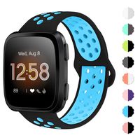 NANW Bands Compatible with Fitbit Versa/Versa 2 / Versa Lite Edition Small Large, Soft Silicone Replacement Band for Versa/Versa 2, Air Hole Wristband Strap for Women Men