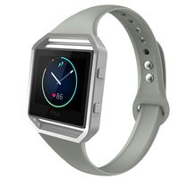 ZUKVYE Sport Bands Compatible with Fitbit Blaze,Slim Soft Silicone Band with Metal Frame Replacement Strap Wristband for Women Men - Stone Gray Large
