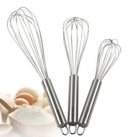 CHICHIC 3Pcs 8 Inch, 10 Inch, 12 Inch Stainless Steel Whisk Kitchen Whisk Set Kitchen Whip Kitchen Utensils Wire Whisk Balloon Whisk Set for Blending, Whisking, Beating and Stirring