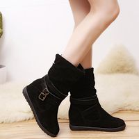 Hemlock Womens Booties, Ladies Winter Warm Calf Boots Slip On Snow Women Shoes Booties (US:7.5, Black)