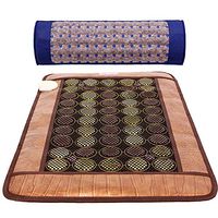 GemsMat - Henri- Far Infrared 4 Amethyst, 25 Jade, 26 Tourmaline Bead Heat Stone Mat (32"L x 20"W) -Capri 100% Amethyst Blue Pillow Combo- FIR Therapy -FDA Registered Manufacturer - Heating Pad