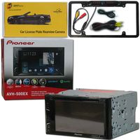 Pioneer Double DIN 2DIN AVH-500EX 6.2 Touchscreen DVD MP3 CD Stereo Built-in Bluetooth & AppRadio Mode with DiscountCentralOnline FL09BK Full License Plate Night Vision Waterproof Back-up Camera