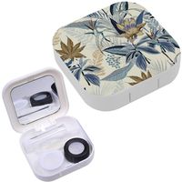 Portable Contact Lens Case Box Travel Kit Mirror + Bottle + Tweezers Container Holder [ Monotone Shade Blue Summer Wild ]