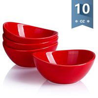 Sweese 101.104 Porcelain Bowls - 10 Ounce for Ice Cream Dessert, Small Side Dishes - Set of 4, Red