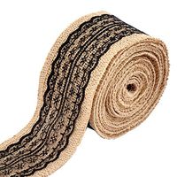 uxcell Burlap Home Wedding Party Lace Belt String Crafting Ribbon Roll Decor 5.5 Yards Black