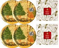 Christmas Holiday Santa's Christmas Wonderland Tree Collage Paper Plates & Napkins (32 Plates, 60 Napkins)