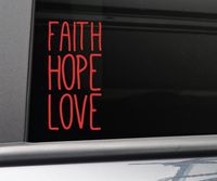 Nashville Decals Faith Hope Love Vinyl Decal Laptop Car Truck Bumper Window Sticker, 6.5" x 3.25", Red