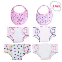 DC-BEAUTIFUL 4 Pcs Doll Diapers Doll Underwear and 2 Pcs Doll Bibs for 14-18 Inch Baby Dolls, American Girl Doll