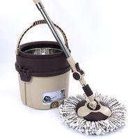 YJJY Spin mop Bucket System - Stainless Steel Lifting Bucket Single Barrel 360° Spin Dry Basket & Telescopic Handle,2 Microfiber Heads Replacement