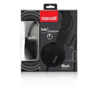 Maxell 290103 Comfort Fit Solids Headphones with Tangle-Free Flat Cable and In-Line Microphone - Black