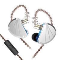 KB Ear KB10 5BA in Ear Earphone Pure Balanced Armature in Ear Monitor Stage IEM with Detachable 2 Pin Cable for Singer (with Microphone, Silver Blue)