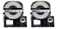 2PK Onirii Compatible Epson Labelworks Label Tape Cartridge LW-300 LW-400 LW-500 LW-600 LC-3WBN9(LK-3WBN) Black On White Label Maker Tape Refill Cartridge 9mmx26.2ft