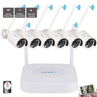 LONNKY 1080P Full HD Security Camera System Wireless,8CH NVR Kit with 6PCS 2.0MP Outdoor Bullet IP Metal Housing Cameras with PIR Sensor and Night Vision, Audio & Video Recording, Pre-Installed 1TB
