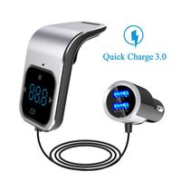 ELE KING FM Transmitter with Bluetooth 4.2/QC3.0 Car Charger/Bluetooth Receiver, Touch Control Design Wireless in-Car Bluetooth FM Transmitter Radio Adapter Car Kit,4 USB Ports,Voice Navigation